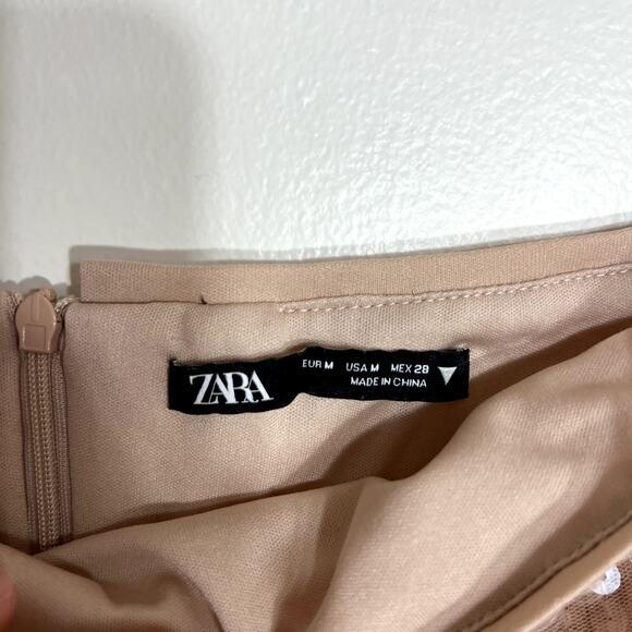 Zara Tan Sequined Strapless Mini Dress - Picture 3 of 5